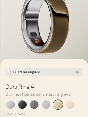 Oura Gen 4 Gold Size 8 Smart Ring
